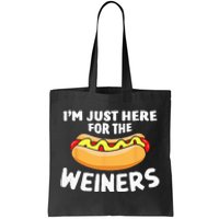 Funny Hot Dog Im Just Here For The Wieners 4th Of July Tote Bag