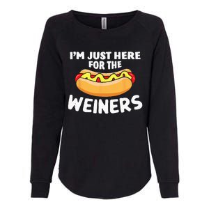 Funny Hot Dog Im Just Here For The Wieners 4th Of July Womens California Wash Sweatshirt