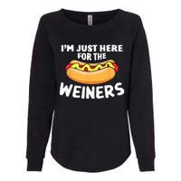 Funny Hot Dog Im Just Here For The Wieners 4th Of July Womens California Wash Sweatshirt