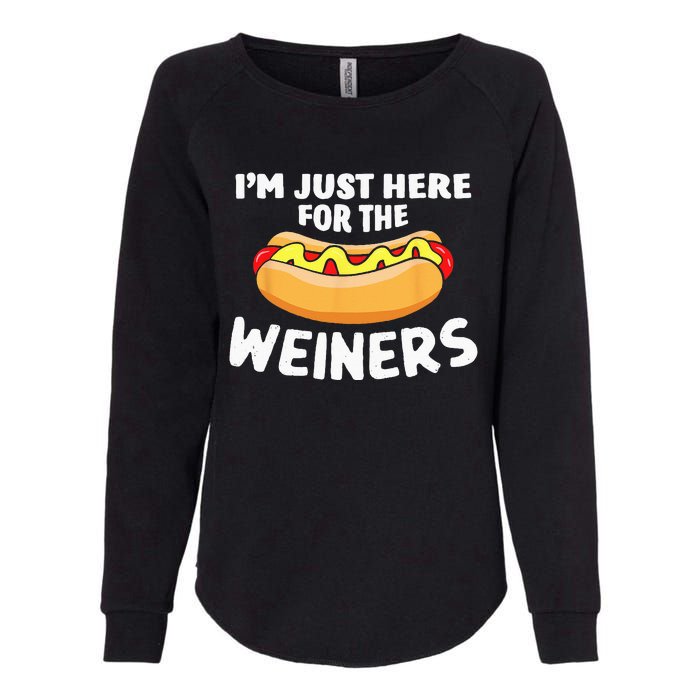 Funny Hot Dog Im Just Here For The Wieners 4th Of July Womens California Wash Sweatshirt