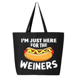 Funny Hot Dog Im Just Here For The Wieners 4th Of July 25L Jumbo Tote