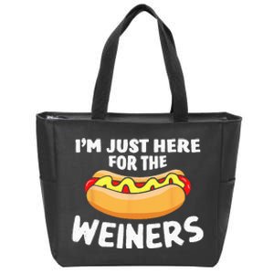 Funny Hot Dog Im Just Here For The Wieners 4th Of July Zip Tote Bag