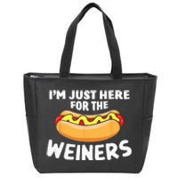 Funny Hot Dog Im Just Here For The Wieners 4th Of July Zip Tote Bag