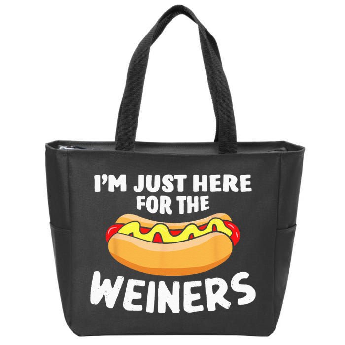 Funny Hot Dog Im Just Here For The Wieners 4th Of July Zip Tote Bag