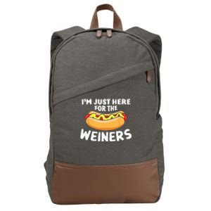 Funny Hot Dog Im Just Here For The Wieners 4th Of July Cotton Canvas Backpack