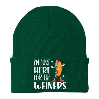 Funny Hot Dog Im Just Here For The Wieners Sausage Lovers Knit Cap Winter Beanie