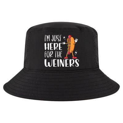 Funny Hot Dog Im Just Here For The Wieners Sausage Lovers Cool Comfort Performance Bucket Hat