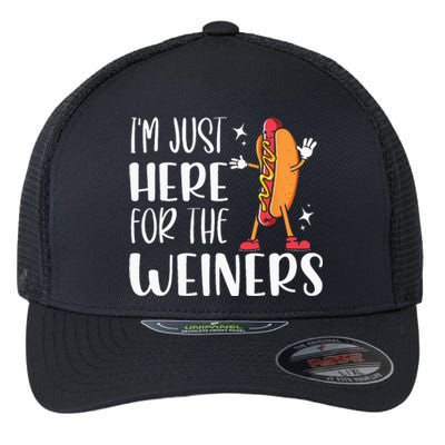 Funny Hot Dog Im Just Here For The Wieners Sausage Lovers Flexfit Unipanel Trucker Cap