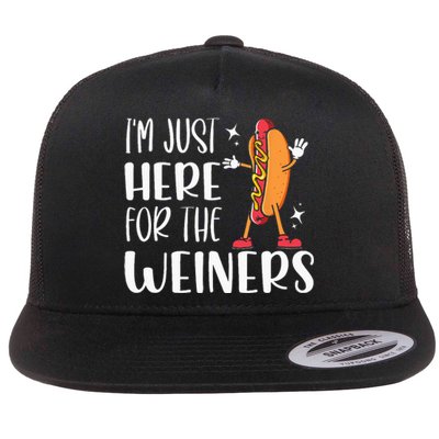 Funny Hot Dog Im Just Here For The Wieners Sausage Lovers Flat Bill Trucker Hat