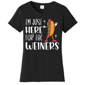 Funny Hot Dog Im Just Here For The Wieners Sausage Lovers Women's T-Shirt