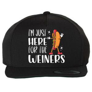 Funny Hot Dog Im Just Here For The Wieners Sausage Lovers Wool Snapback Cap