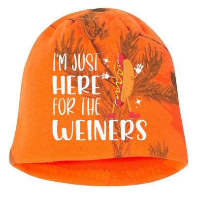 Funny Hot Dog Im Just Here For The Wieners Sausage Lovers Kati - Camo Knit Beanie