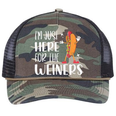 Funny Hot Dog Im Just Here For The Wieners Sausage Lovers Retro Rope Trucker Hat Cap