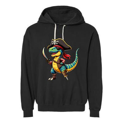 Funny Halloween Dinosaur Trex Pirate Garment-Dyed Fleece Hoodie