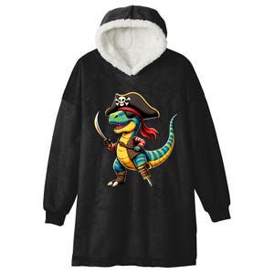 Funny Halloween Dinosaur Trex Pirate Hooded Wearable Blanket