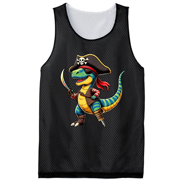 Funny Halloween Dinosaur Trex Pirate Mesh Reversible Basketball Jersey Tank