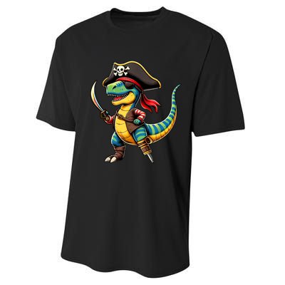 Funny Halloween Dinosaur Trex Pirate Performance Sprint T-Shirt