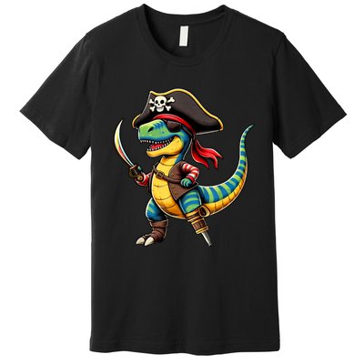 Funny Halloween Dinosaur Trex Pirate Premium T-Shirt