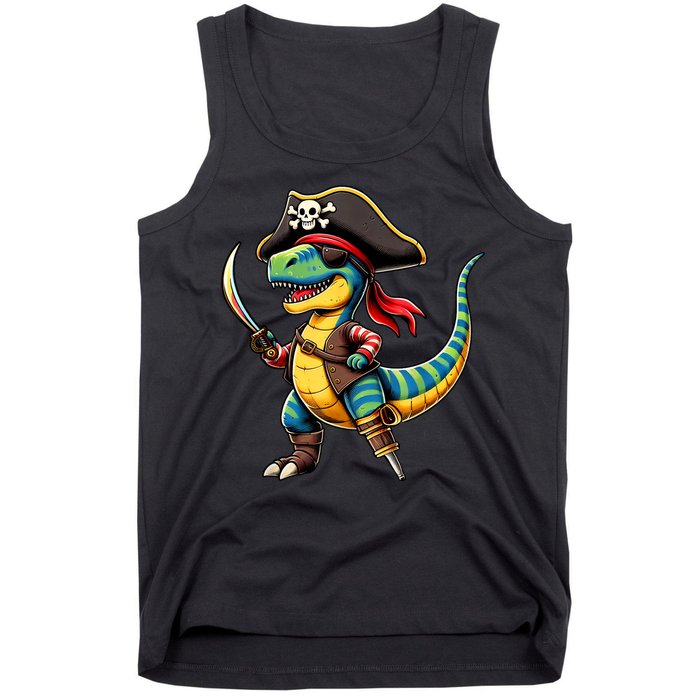 Funny Halloween Dinosaur Trex Pirate Tank Top