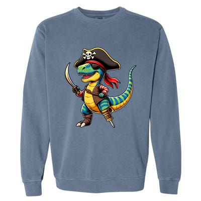 Funny Halloween Dinosaur Trex Pirate Garment-Dyed Sweatshirt