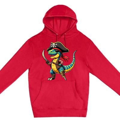 Funny Halloween Dinosaur Trex Pirate Premium Pullover Hoodie