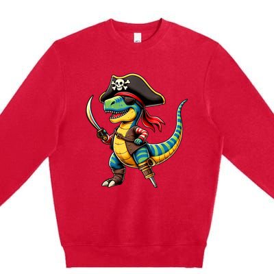 Funny Halloween Dinosaur Trex Pirate Premium Crewneck Sweatshirt