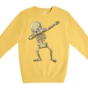 Funny Halloween Dabbing Candy Skeleton Adult Dab Gift Premium Crewneck Sweatshirt