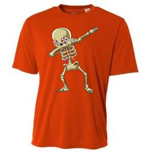 Funny Halloween Dabbing Candy Skeleton Adult Dab Gift Cooling Performance Crew T-Shirt