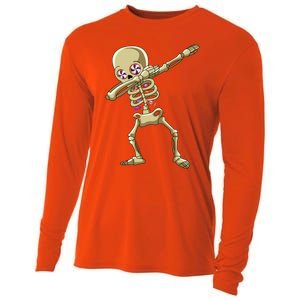 Funny Halloween Dabbing Candy Skeleton Adult Dab Gift Cooling Performance Long Sleeve Crew