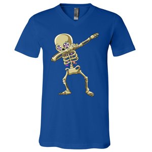 Funny Halloween Dabbing Candy Skeleton Adult Dab Gift V-Neck T-Shirt