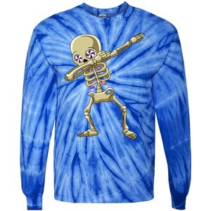 Funny Halloween Dabbing Candy Skeleton Adult Dab Gift Tie-Dye Long Sleeve Shirt