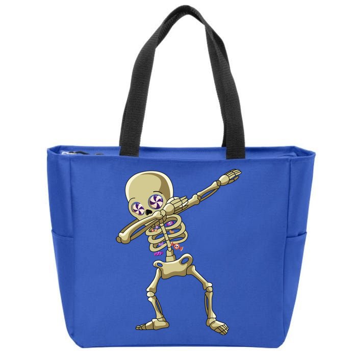 Funny Halloween Dabbing Candy Skeleton Adult Dab Gift Zip Tote Bag