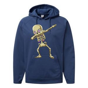 Funny Halloween Dabbing Candy Skeleton Adult Dab Gift Performance Fleece Hoodie