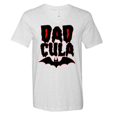 Funny Halloween Dadcula Dracula V-Neck T-Shirt