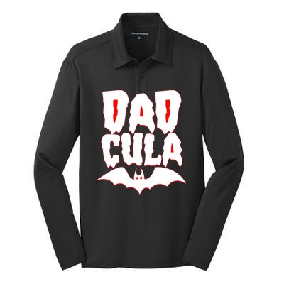 Funny Halloween Dadcula Dracula Silk Touch Performance Long Sleeve Polo