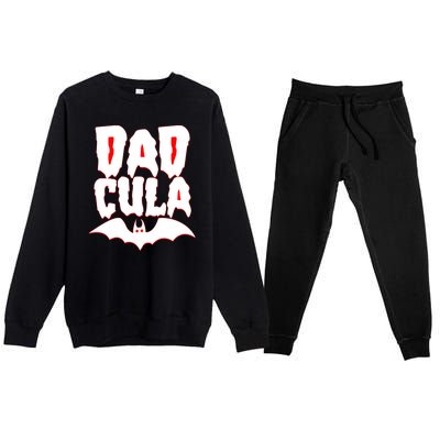 Funny Halloween Dadcula Dracula Premium Crewneck Sweatsuit Set