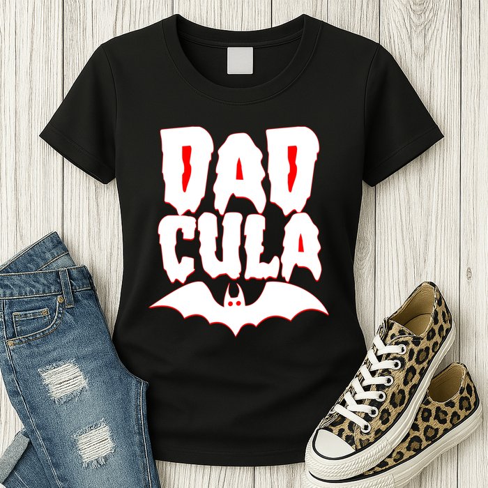 Funny Halloween Dadcula Dracula Womens T-Shirt