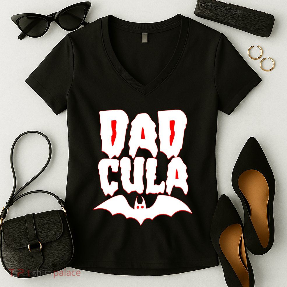 Funny Halloween Dadcula Dracula Women's V-Neck T-Shirt