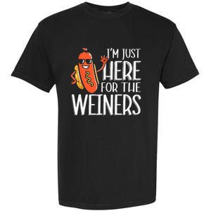 Funny Hot Dog I'm Just Here For The Wieners Sausage  Garment-Dyed Heavyweight T-Shirt