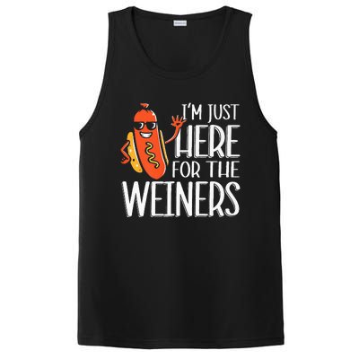 Funny Hot Dog I'm Just Here For The Wieners Sausage PosiCharge Competitor Tank