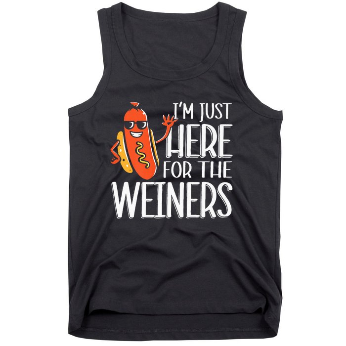 Funny Hot Dog I'm Just Here For The Wieners Sausage Tank Top