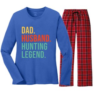 Funny Hunting Dad Husband Legend Hunter Fathers Day Gift Women's Long Sleeve Flannel Pajama Set 