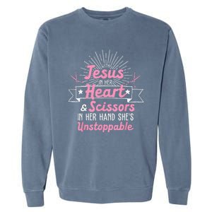 Funny Hairdresser Designs Girls Christian Hairstylists Garment-Dyed Sweatshirt