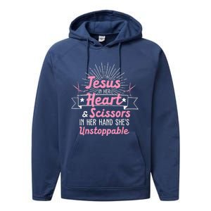 Funny Hairdresser Designs Girls Christian Hairstylists Performance Fleece Hoodie