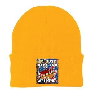 Funny Hot Dog Independence Day I’M Just Here For The Weiners Meaningful Gift Knit Cap Winter Beanie