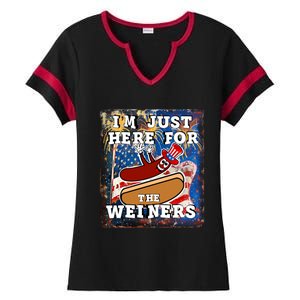 Funny Hot Dog Independence Day I’M Just Here For The Weiners Meaningful Gift Ladies Halftime Notch Neck Tee