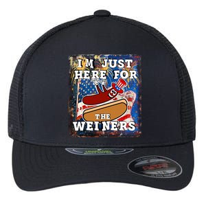 Funny Hot Dog Independence Day I’M Just Here For The Weiners Meaningful Gift Flexfit Unipanel Trucker Cap