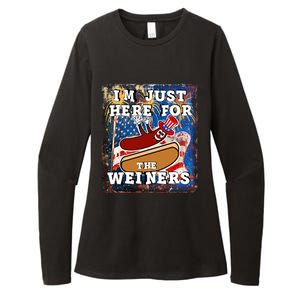 Funny Hot Dog Independence Day I’M Just Here For The Weiners Meaningful Gift Womens CVC Long Sleeve Shirt