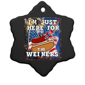 Funny Hot Dog Independence Day I’M Just Here For The Weiners Meaningful Gift Ceramic Star Ornament