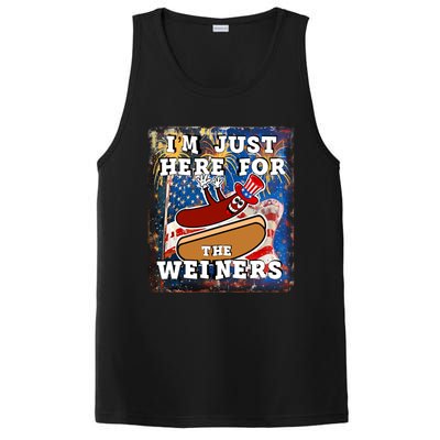 Funny Hot Dog Independence Day I’M Just Here For The Weiners Meaningful Gift PosiCharge Competitor Tank